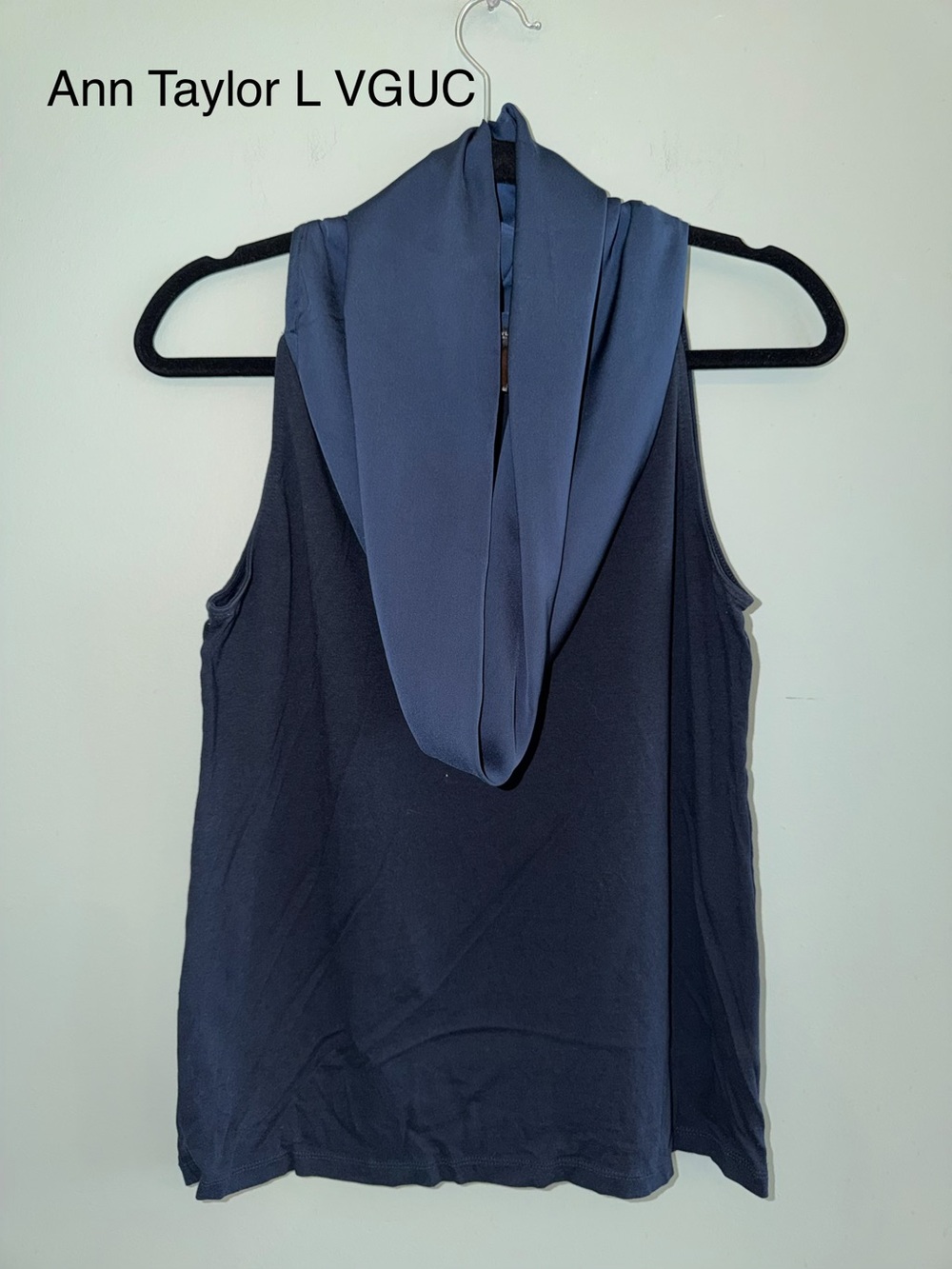 Ann Taylor Navy Sleeveless Cowl Neck Top - L